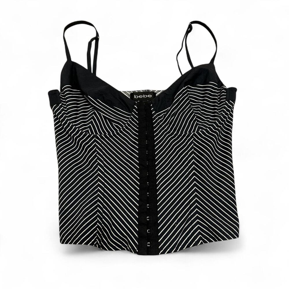Bebe black and white striped corset top. XS